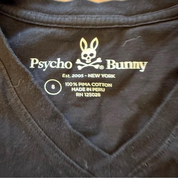 Psycho Bunny Men's Black Pima Cotton VNeck Tee - Picture 3 of 4